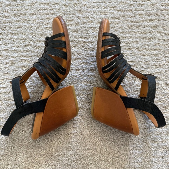 Kork-Ease PEPPER Black Leather BLOCK Heel Sandals Multi T-Strap WOMEN 7 - Picture 4 of 10